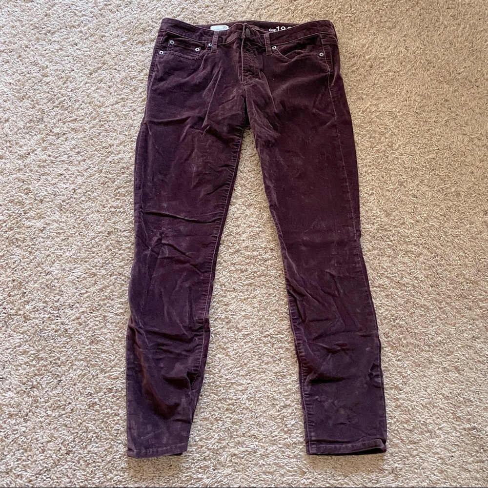 Gap merlot Always Skinny velour pants